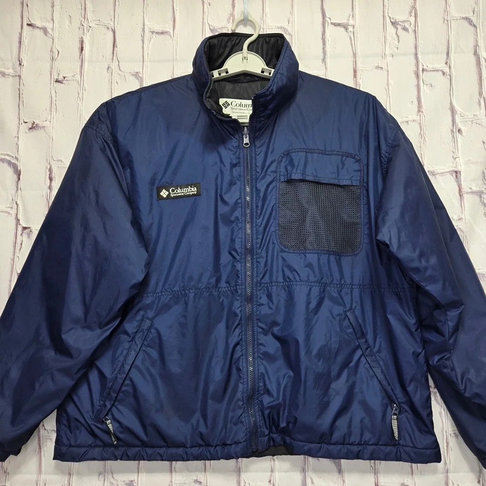 Vintage Columbia Sportswear Mens XL‎ Blue Zip Quilted Lined Windbreaker Jacket